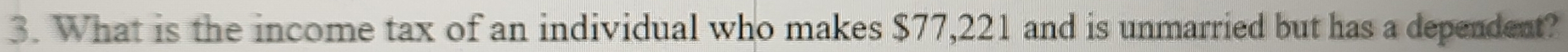 What is the income tax of an individual who makes $77,221 and is unmarried but has a dependent?