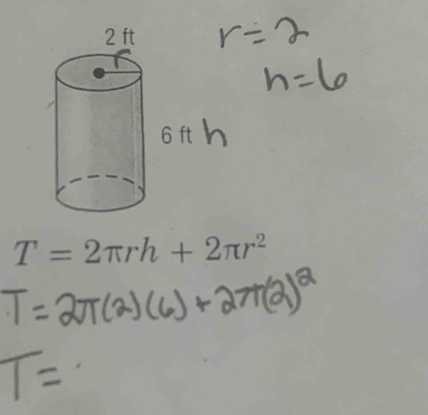 T=2π rh+2π r^2