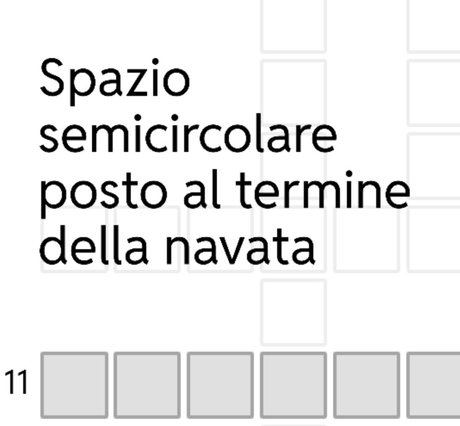 Spazio 
_  
semicircolare 
posto al termine 
della navata^ 
^ 
1 1□ □ □