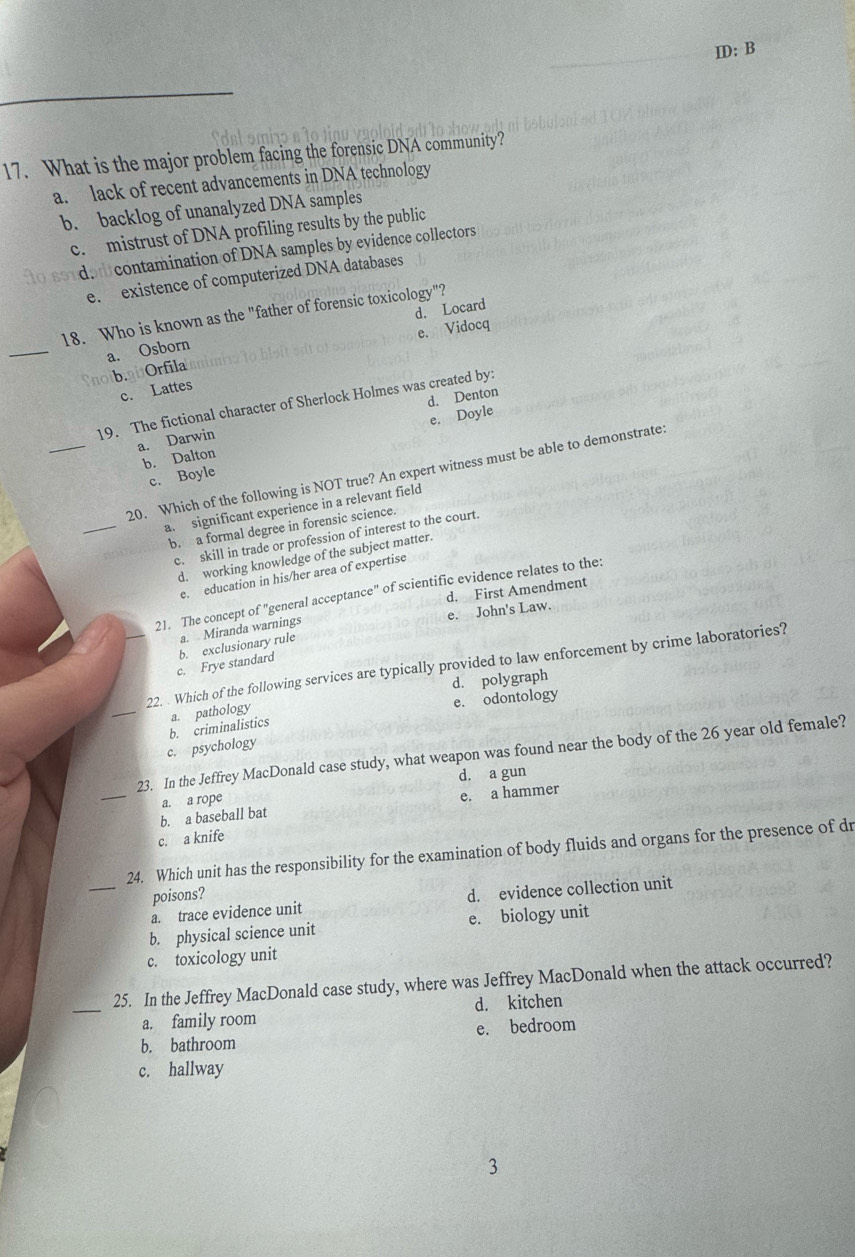 Solved: ID:B 17. What is the major problem facing the forensic DNA ...