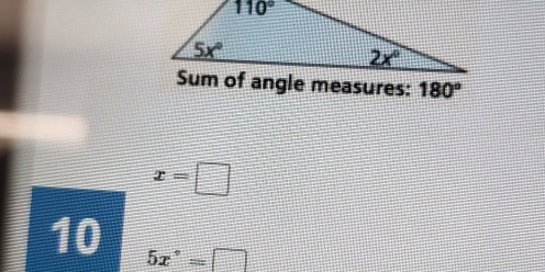 180°
x=□
10 5x°=□