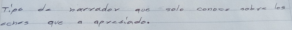 Tipo do harrador goe solo conoer sobt= los 
aches are a apresiado.