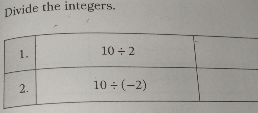 Divide the integers.