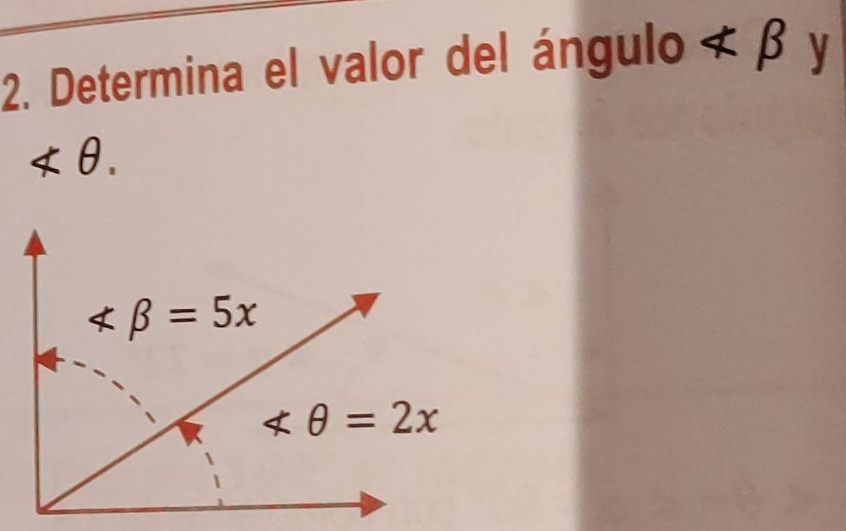 Determina el valor del ángulo ∠ beta y
∠ θ .