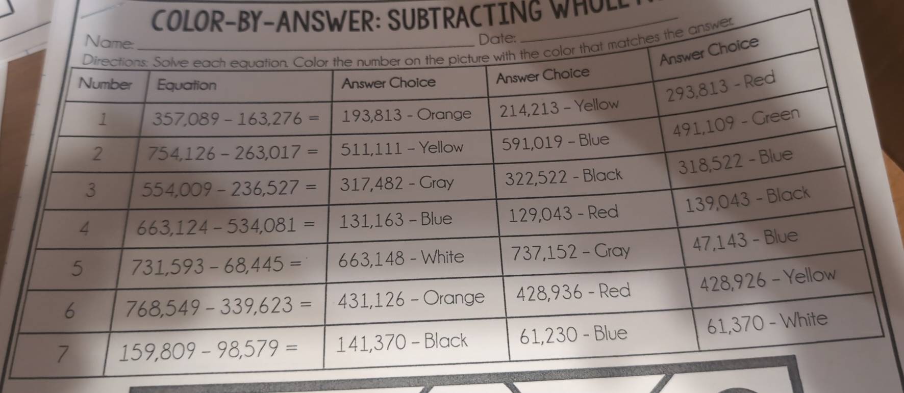 LOR-BY-ANSWER: SUBTRACT ING W H O