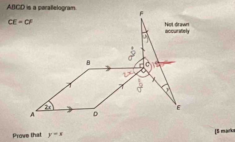 Prove that y=x
[5 marks