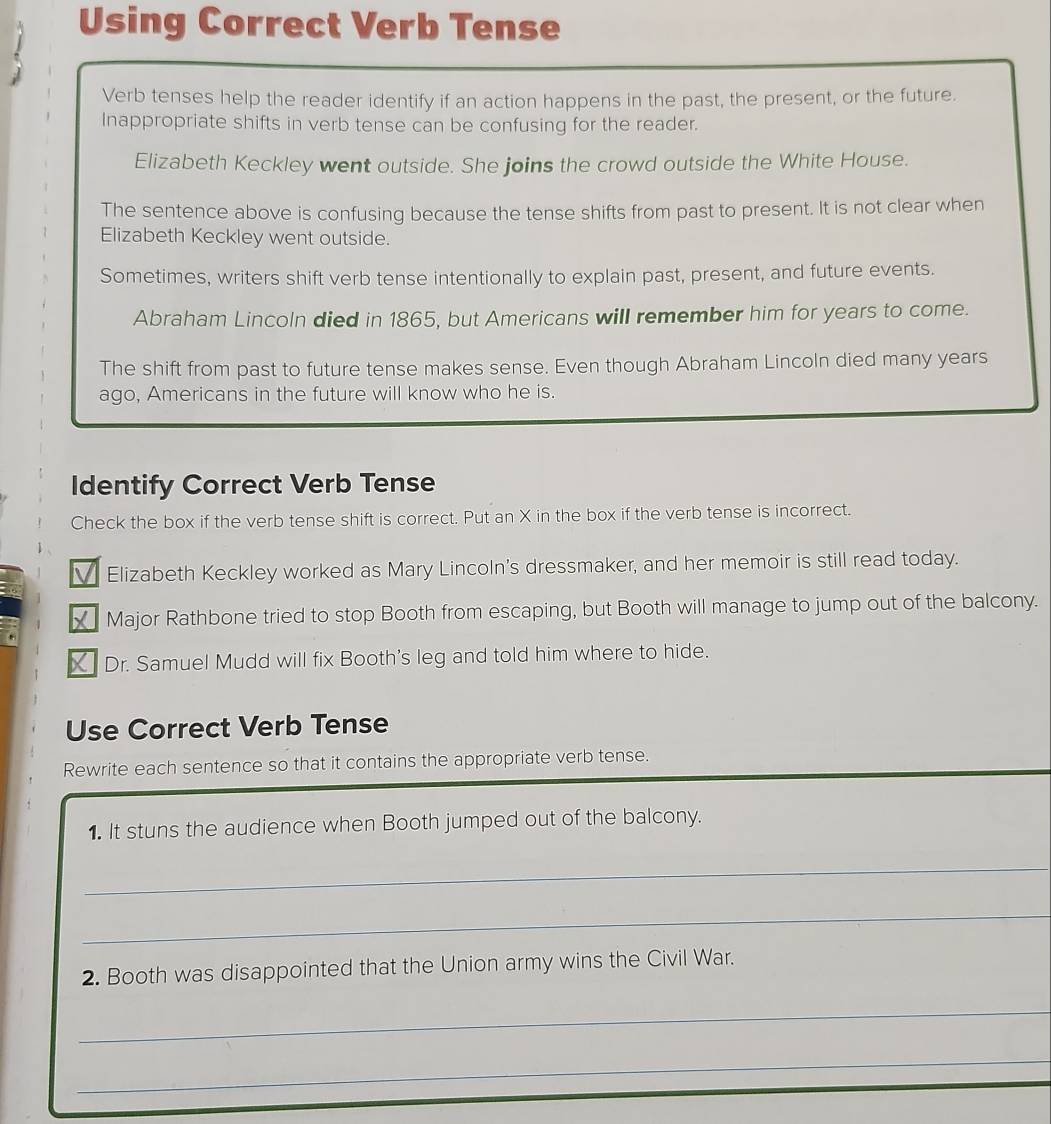Solved: Using Correct Verb Tense Verb tenses help the reader identify ...