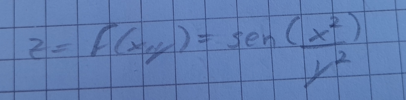 z=f(xy)=sen (x^2)/y^2 