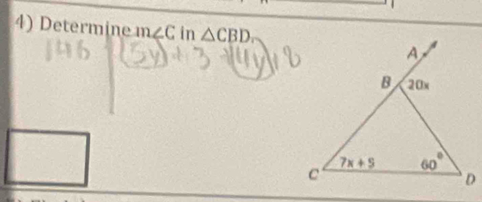 Determine m∠ C in △ CBD