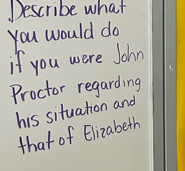 Describe what 
You would do 
if you were John 
C. 
Proctor regarding 
his situation and 
that of Elizabeth