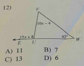 A) 11 B) 7
C) 13 D) 6