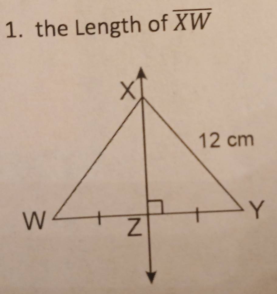 the Length of overline XW