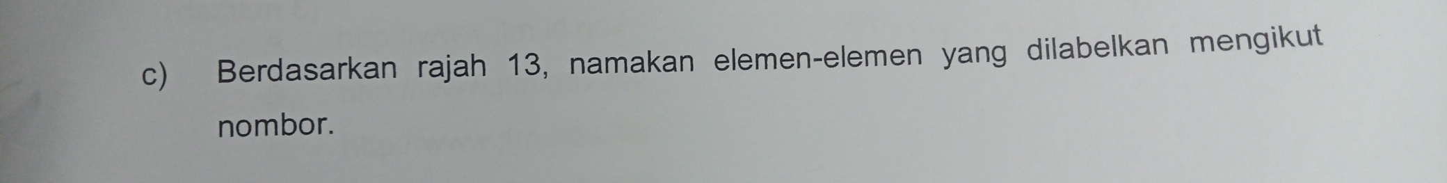 Berdasarkan rajah 13, namakan elemen-elemen yang dilabelkan mengikut 
nombor.