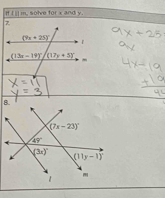 If I || m, solve for x and y.
8.