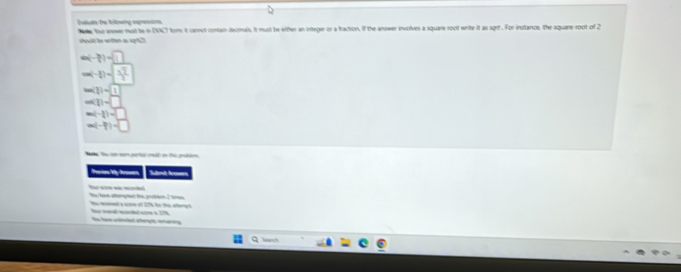 Solved: Ealate the following expresons Nate, Your awr mat be in DXCT ...