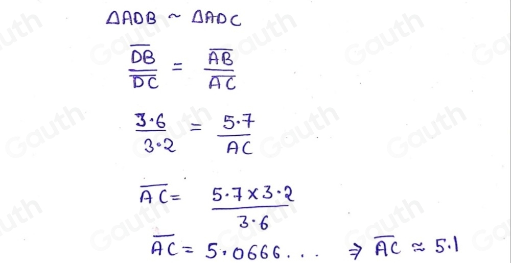 Solved: ∠ DAC=∠ BAD. What is the length of overline AC ? Round to one ...