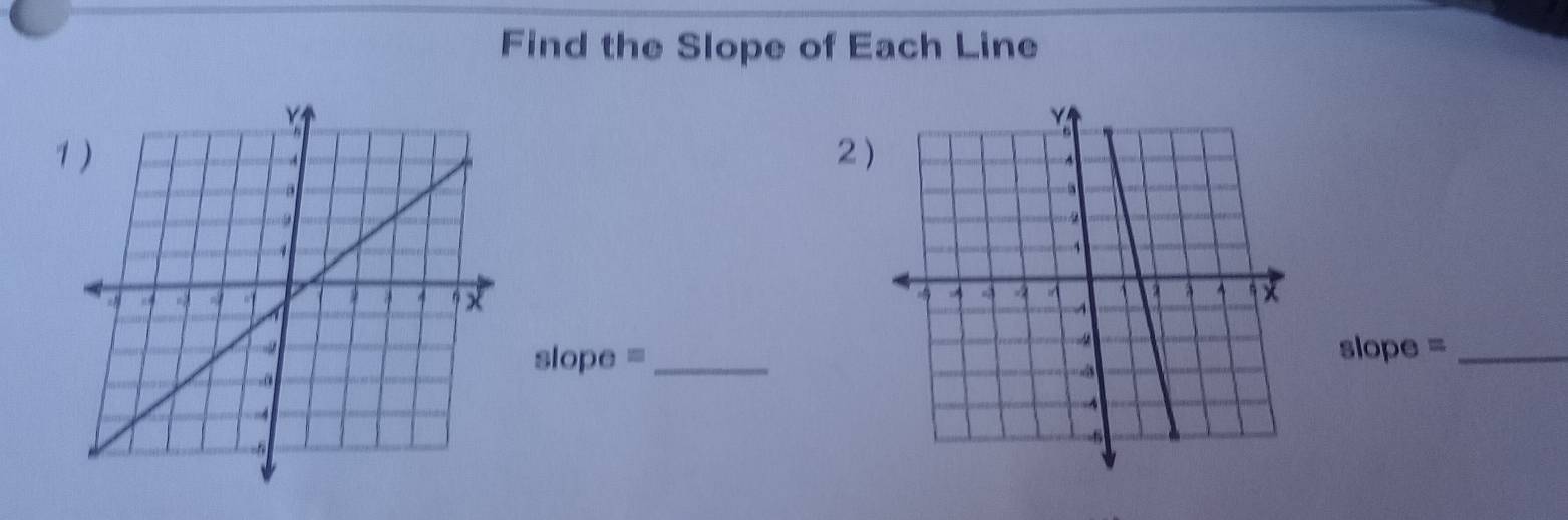 Find the Slope of Each Line 
2
slope =_ 
slope = _