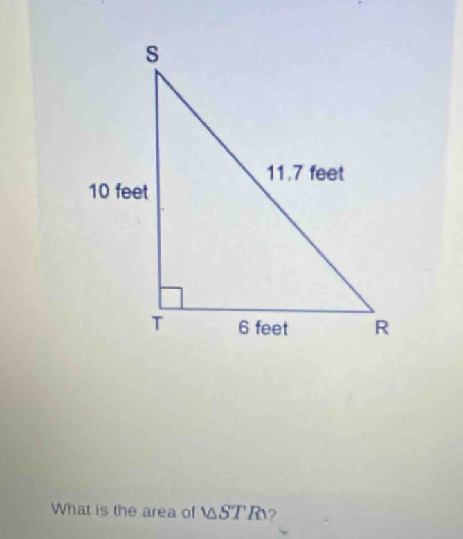 What is the area of a △ STR ?