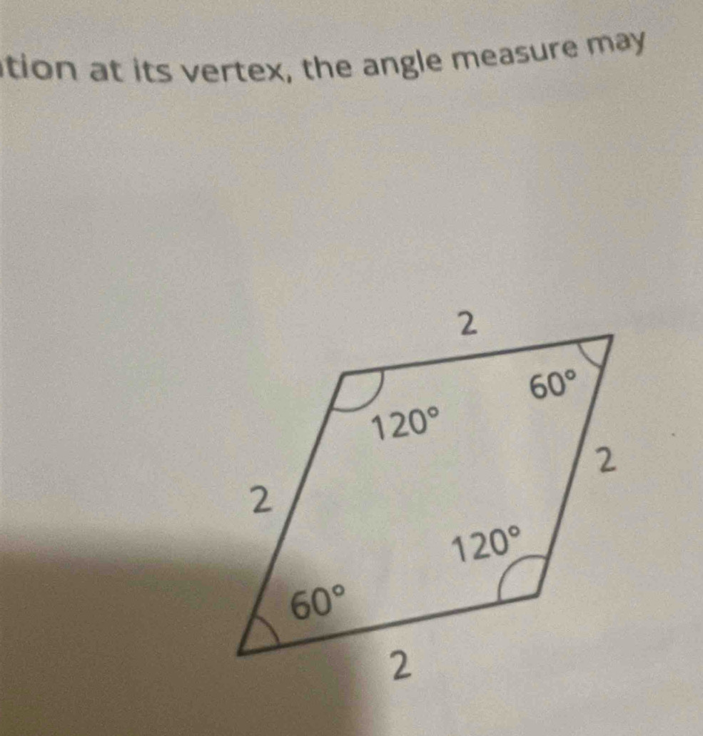 tion at its vertex, the angle measure may