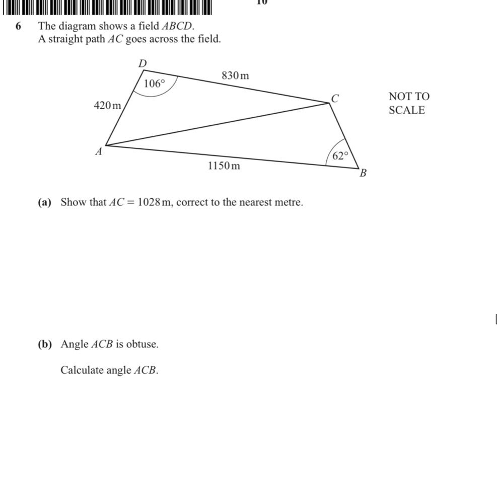 Risolto:10 6 The diagram shows a field ABCD. A straight path 4C goes ...