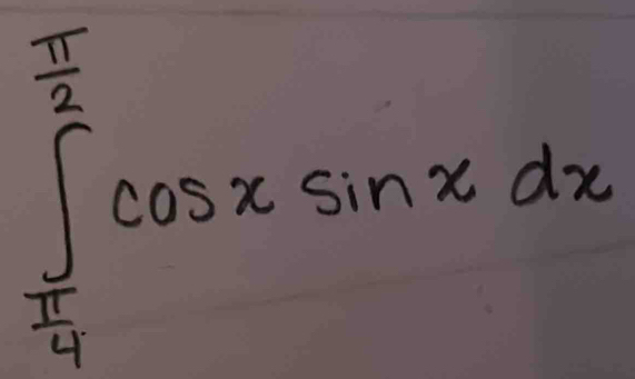 ∈tlimits _ π /4 ^ π /2 cos xsin xdx