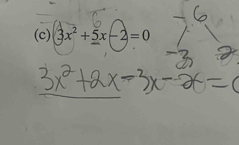 3x²+5x−2=0