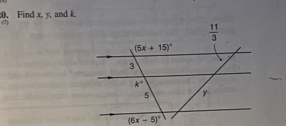 Find x, y, and k.
(7)