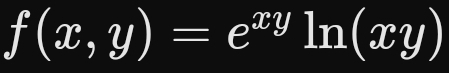 f(x,y)=e^(xy)ln (xy)