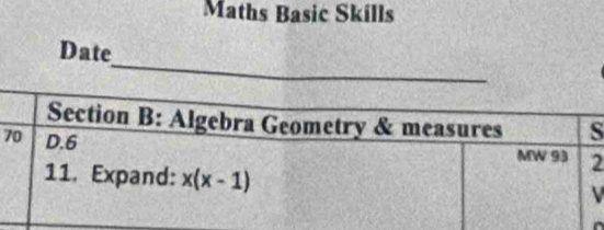 Maths Basic Skills
_
Date
7