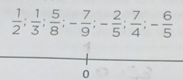  1/2 ;  1/3 ;  5/8 ; - 7/9 ; - 2/5 ;  7/4 ; - 6/5 
0