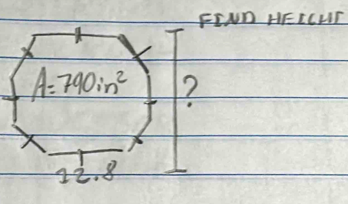 FIND HEICUT
A=790in^2