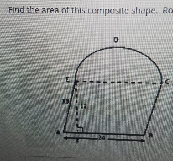 Find the area of this composite shape. Ro 
C