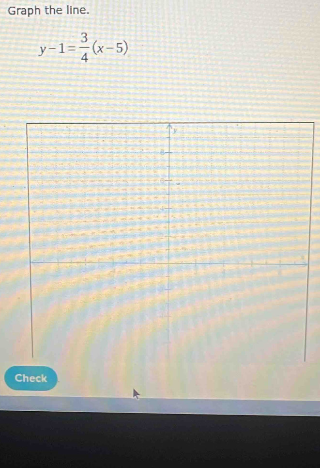 Graph the line.
y-1= 3/4 (x-5)
Check