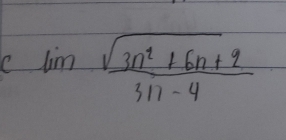 lim  (sqrt(3n^2+6n+2))/311-4 