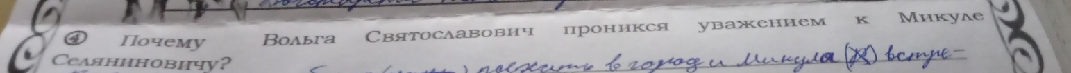 Почему Вольга Святославовнч проникся уважением к Микуде 
Ceaяниновичy?