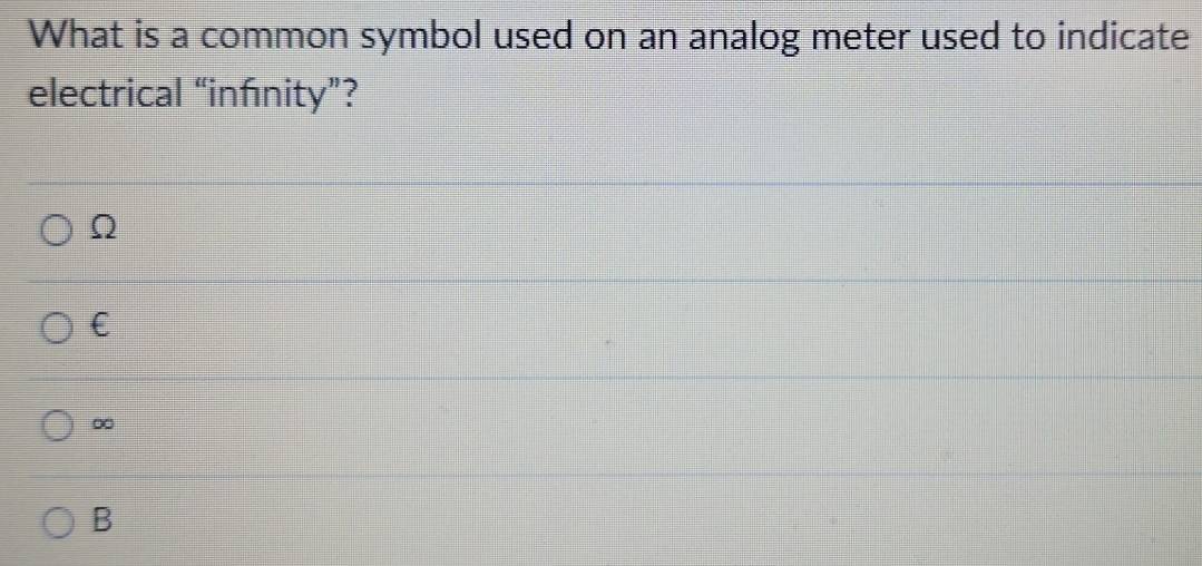 Solved: What is a common symbol used on an analog meter used to ...