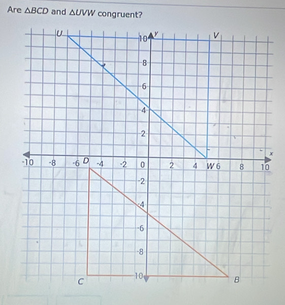 Are △ BCD and △ UVW congruent?