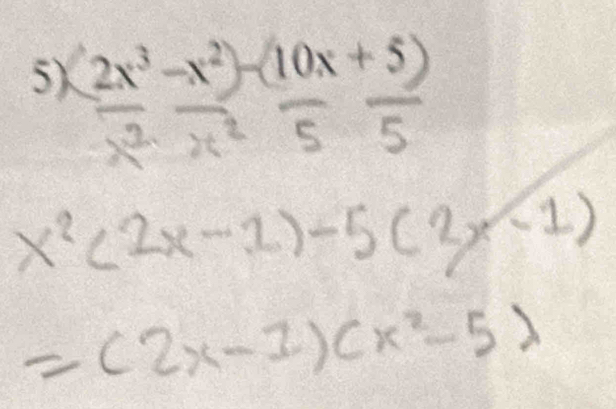 2x^3-x^2)-(10x+5)