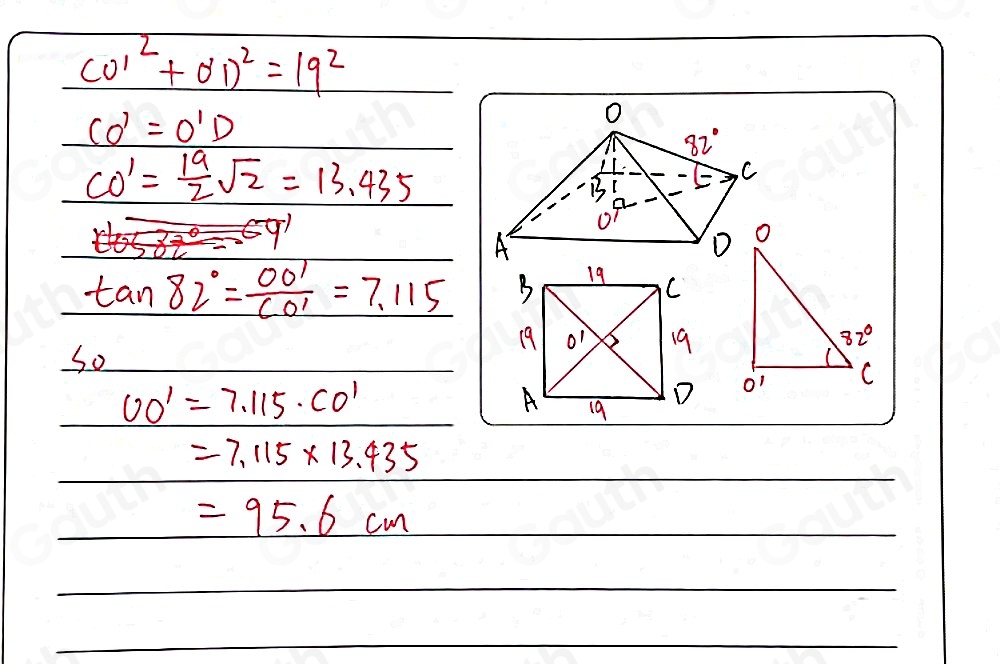 Solved: The diagram below shows a square-based pyramid. Point O is ...