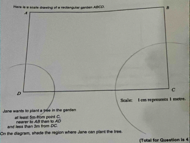 Solved: Here is a scale drawing of a rectangular garden ABCD. B A C D ...