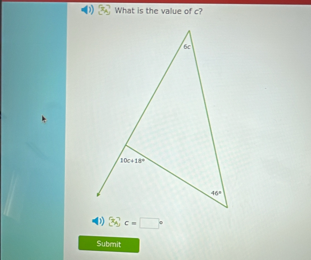 What is the value of c?
c=□°
|
Submit