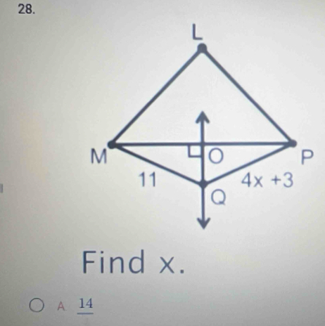 Find x.
A 14