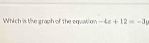 Which is the graph of the equation -4x+12=-3y