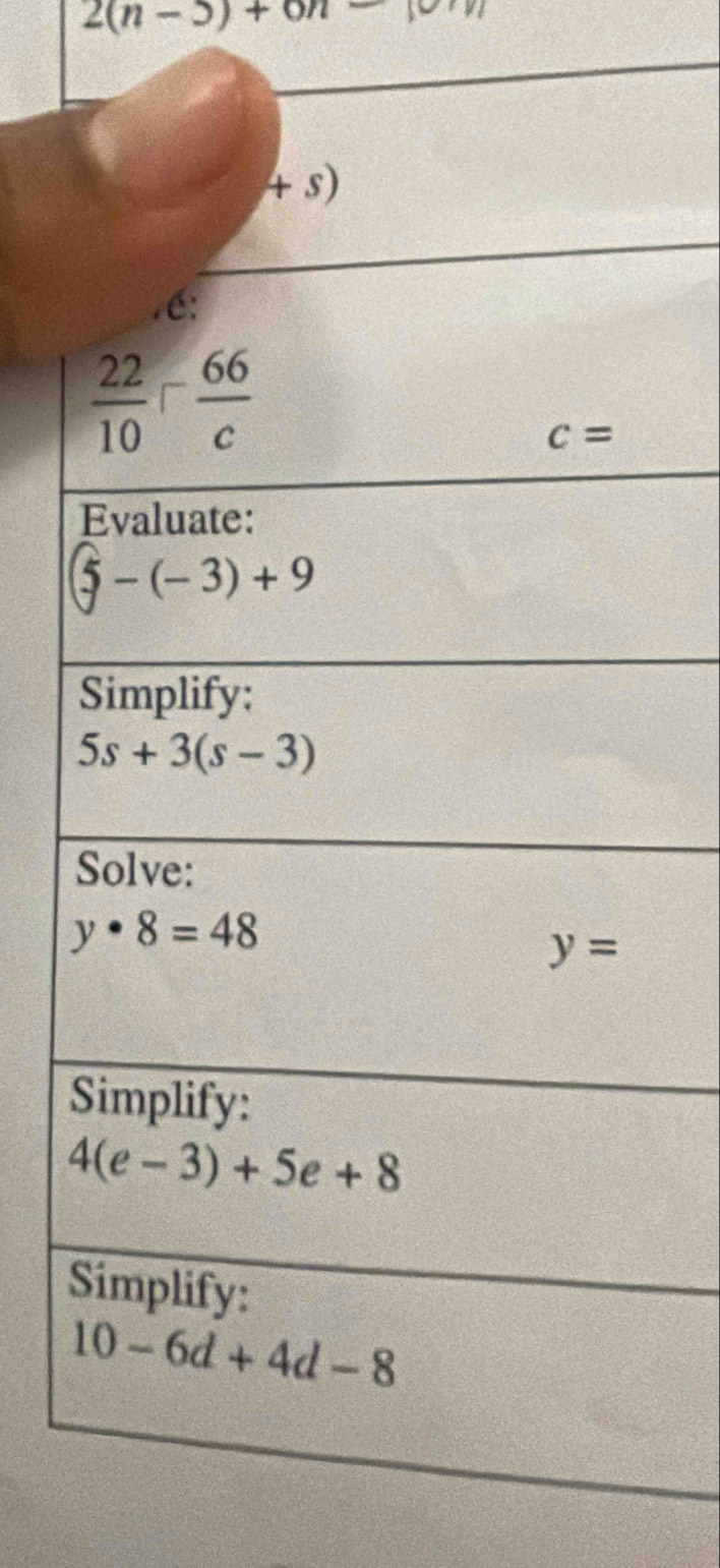 2(n-5)+6n
+ s)