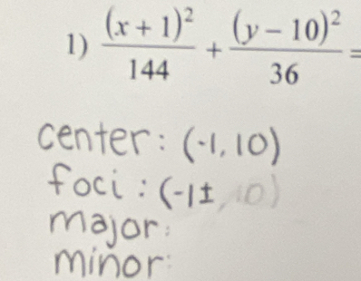 frac (x+1)^2144+frac (y-10)^236=