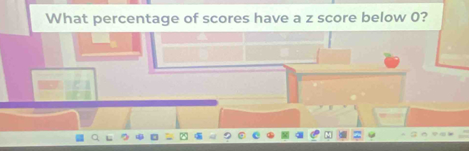 What percentage of scores have a z score below 0?