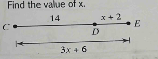 Find the value of x.
C