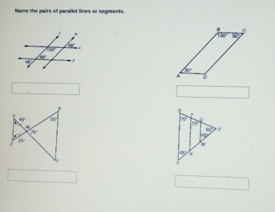 Name the pairs of parallel lines or segments.