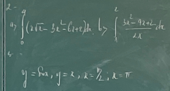 2 ∈t _0^(a(xsqrt(x)-3x^2=0 Leftrightarrow ∈t _0^(afrac 3x^2)-3x+2)2xdx
as
y=fx, y=x, R=1/2, R=π