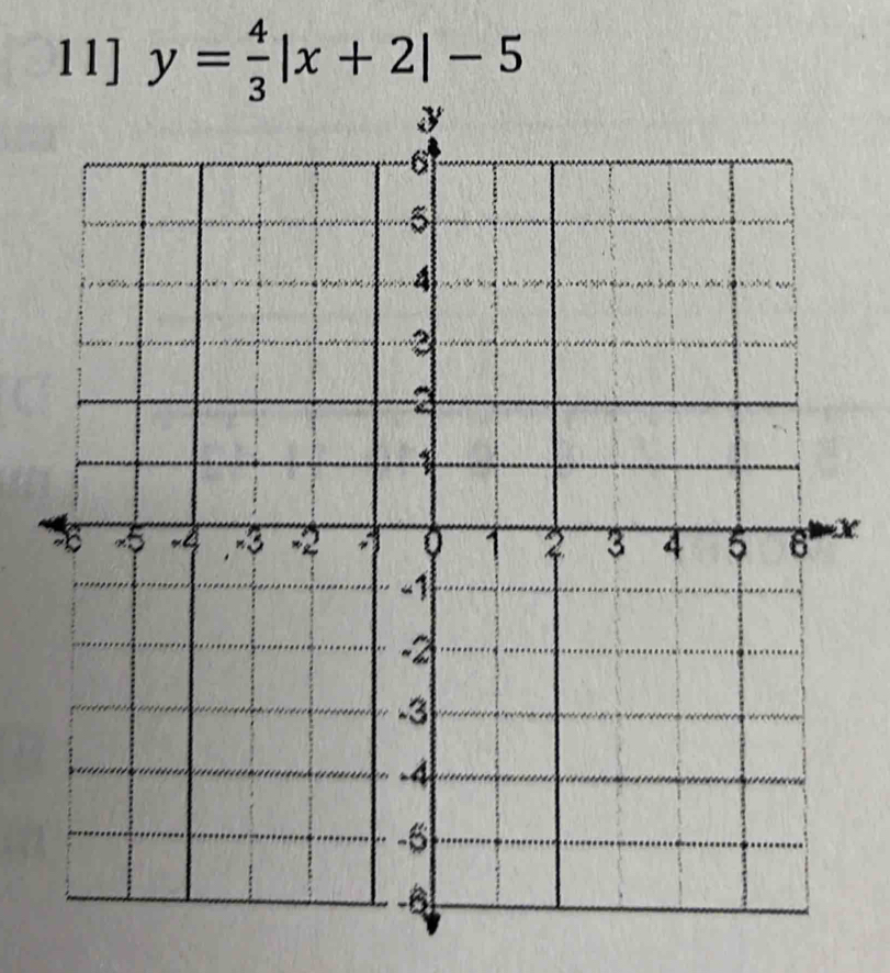 11] y= 4/3 |x+2|-5
X